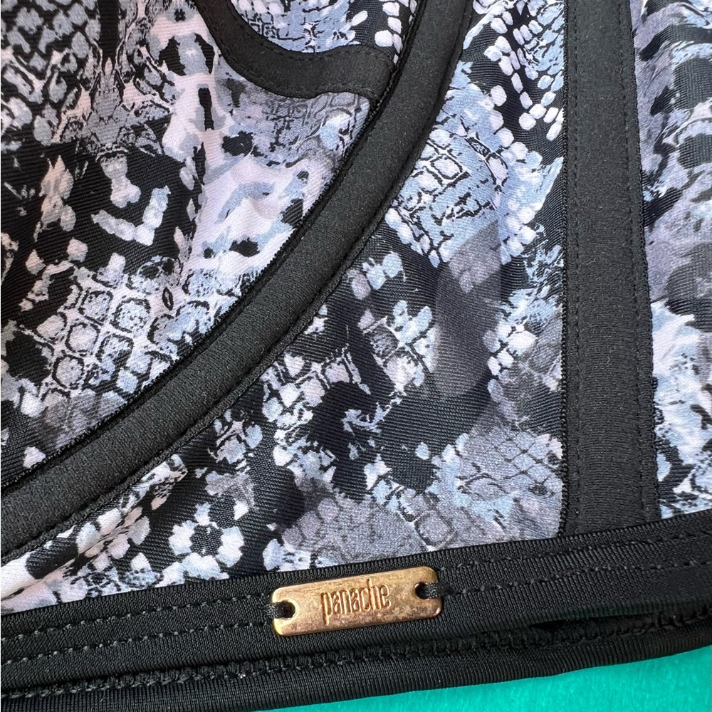 NWT Panache Black and White snakeskin Bikini Top, Underwire 38H - Picture 3 of 4